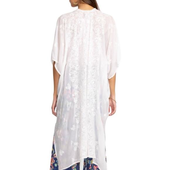 Johnny Was Palm Georgia White Embroidered Eyelet Kimono One Size - Picture 4 of 12